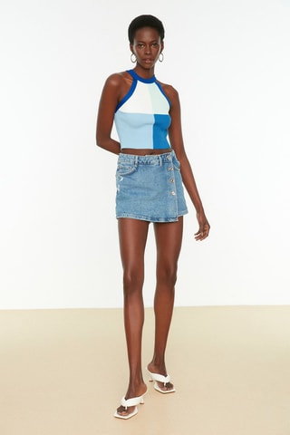 Top - Azul y blanco