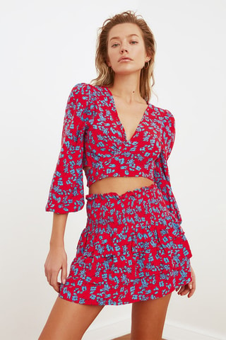 Crop top y falda de playa - Rojo