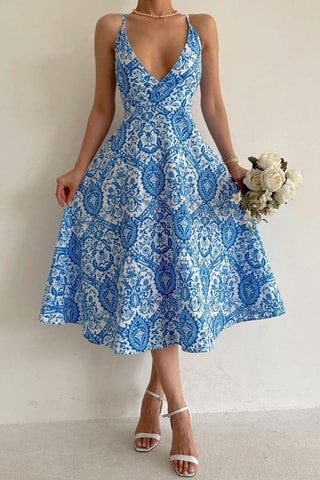 Vestido evasé - Azul