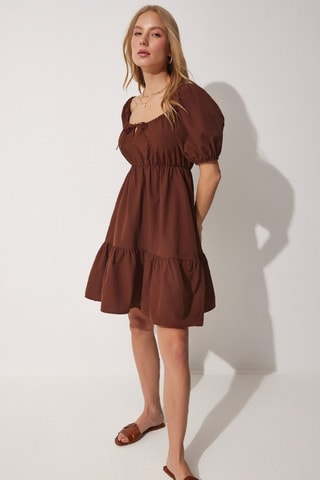Vestido corto - Marrón