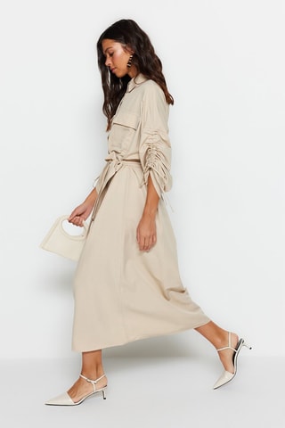 Vestido camisero - Beige