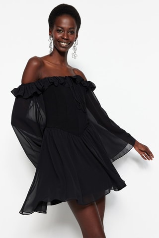 Vestido evasé - Negro