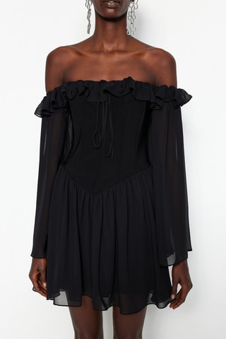 Vestido evasé - Negro
