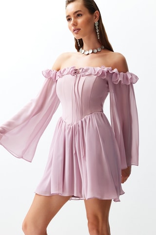 Vestido evasé - Rosa