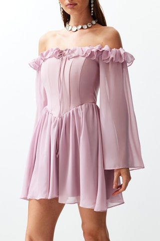 Vestido evasé - Rosa