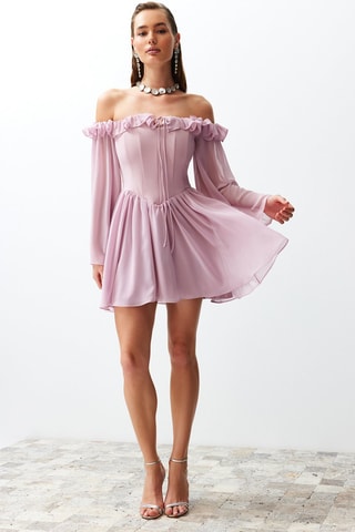 Vestido evasé - Rosa