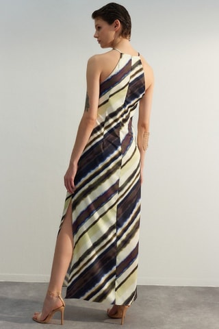 Vestido largo - Beige y negro