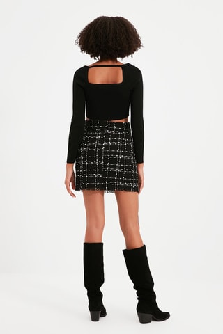 Falda recta de talle alto - Negro