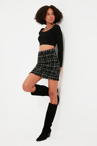 Falda recta de talle alto - Negro