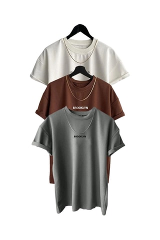 3 camisetas - Marrón y gris
