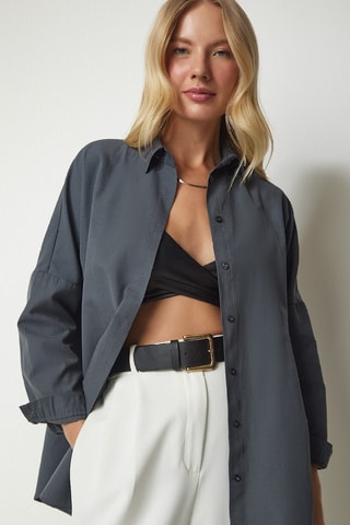 Camisa oversize - Gris oscuro