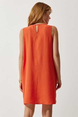 Vestido trapecio de lino - Naranja