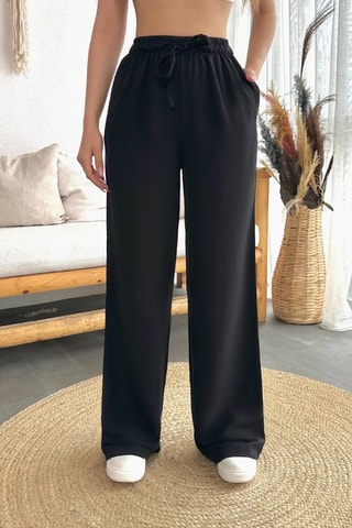 Pantalón wide leg de tiro alto - Negro