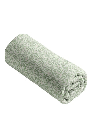 Drap-housse en satin de coton 80 fils/cm² Feuilles de cœur - Vert