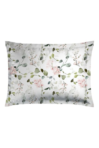 2 taies d’oreiller réversibles en satin de coton 80 fils/cm² Eclat d'eucalyptus - Vert