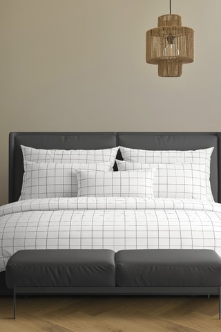 2 taies d'oreiller en satin de coton 200 fils/cm² Grands Carreaux - Blanc
