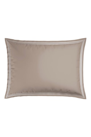 2 taies d'oreiller en satin de coton Nice Taupe et blanc