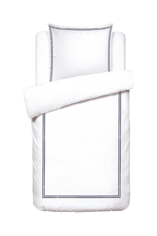Parure de couette en satin de coton 80 fils/cm² 
Nice - Bleu foncé et blanc
