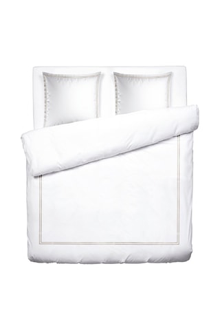 Parure de couette en satin de coton 80 fils/cm² Nice Blanc et taupe