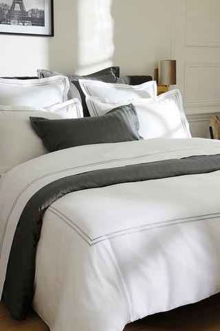 Parure de couette en satin de coton 80 fils/cm² Nice Blanc et argenté