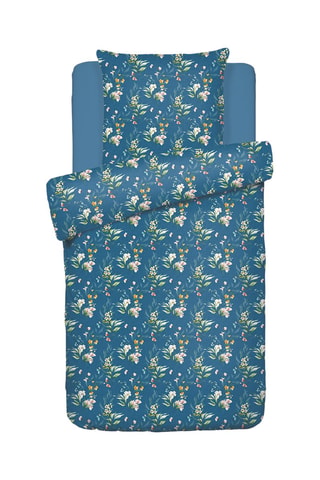 Parure de couette en satin de coton 79 fils/cm² Belle de Nuit - Bleu