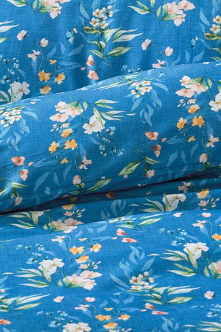 Parure de couette en satin de coton 79 fils/cm² Belle de Nuit - Bleu
