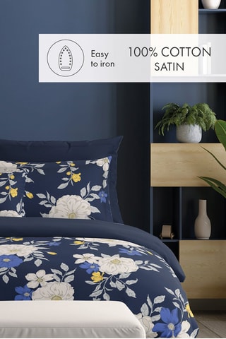 Parure de couette Nuit fleurie - Bleu