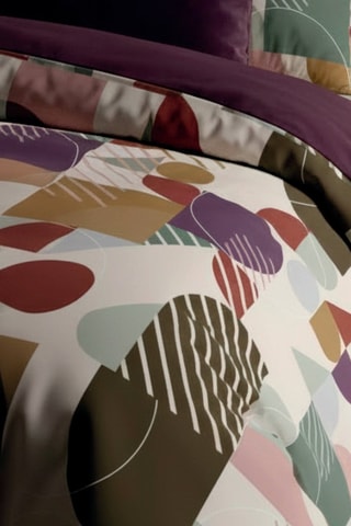 Parure de couette en satin de coton 80 fils/cm² Modul'Art - Blanc et taupe