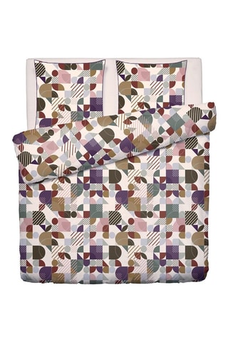 Parure de couette en satin de coton 80 fils/cm² Modul'Art - Blanc et taupe