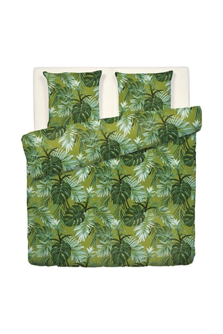 Parure de couette en satin de coton 79 fils/cm² Tropical - Vert clair