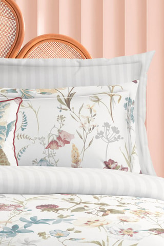 Parure de couette en satin de coton 80 fils/cm² Colibri chantant - Blanc