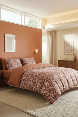 Parure de couette en satin de coton 80 fils/cm² - Terracotta