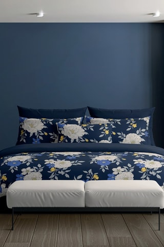 Drap plat Nuit Fleurie - Bleu foncé