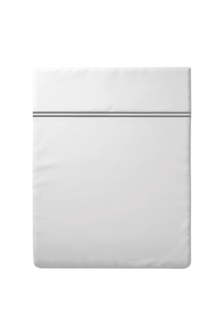 Drap plat en satin de coton 80 fils/cm² Nice - Gris et blanc