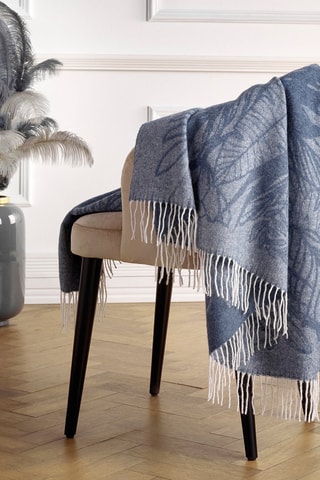 Plaid en laine et cachemire Illusion tropicale -
Bleu - 130 x 180 cm