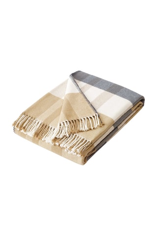 Plaid Tartan Ocre et gris - 130 x 170 cm