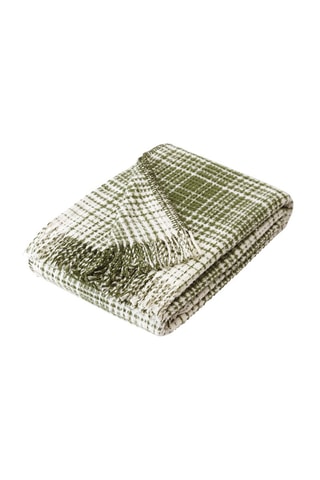 Plaid Tartan Waffle Vert et blanc - 130 x 170 cm