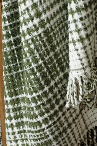 Plaid Tartan Waffle Vert et blanc - 130 x 170 cm