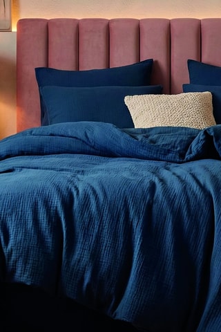 2 taies d'oreiller en gaze de coton 43 fils/cm² - Bleu
