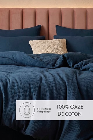 2 taies d'oreiller en gaze de coton 43 fils/cm² - Bleu