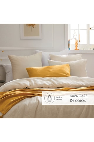 2 taies d'oreiller en gaze de coton 43 fils/cm² - Beige