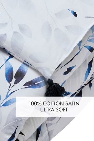 Edredon en satin de coton - Blanc et bleu