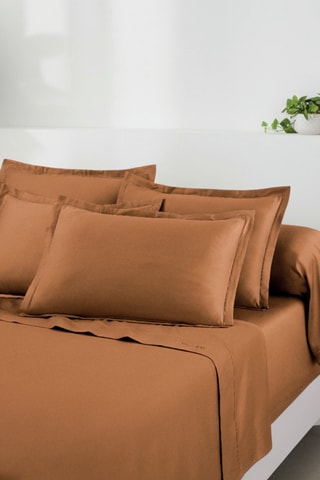 Parure de draps en satin de coton - Marron