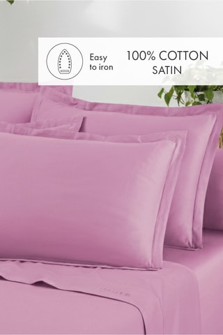Parure de draps en satin de coton - Rose