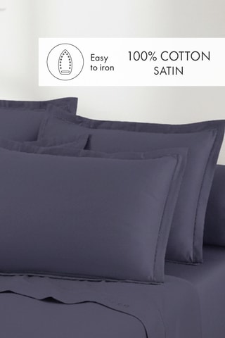 Parure de draps en satin de coton - Bleu marine