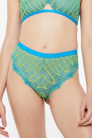 Tanga Hoge Taille Stranded In Lace - Turquoise