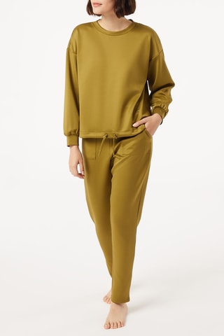 Pyjamabroek hoge taille Loungewear Kaki