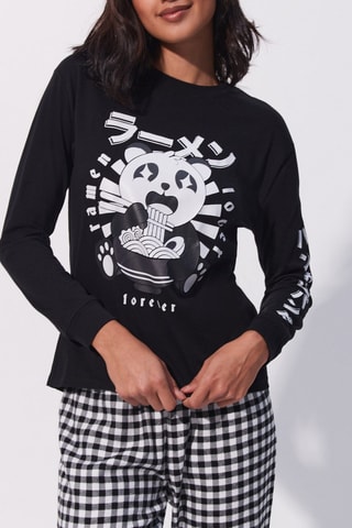 Pyjamashirt Pandamiz- Zwart - Undiz
