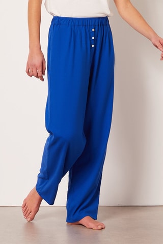 Linnen Pyjamabroek hoge taille Cemil- Koningsblauw