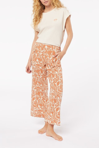 Linnen 7/8 Pyjamabroek hoge taille Atiya- Lichtbruin